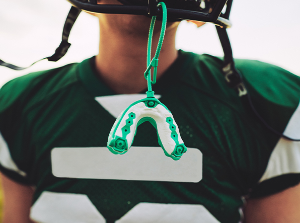 footplayer with mouthguard