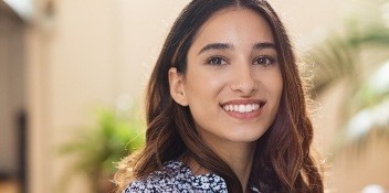 brunette woman smiling